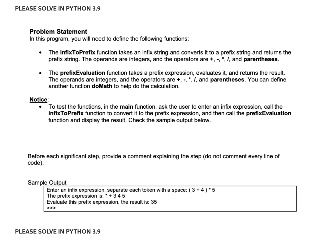 Please solve in Python and show order. PLEASE SOLVE IN PYTHON 3.9