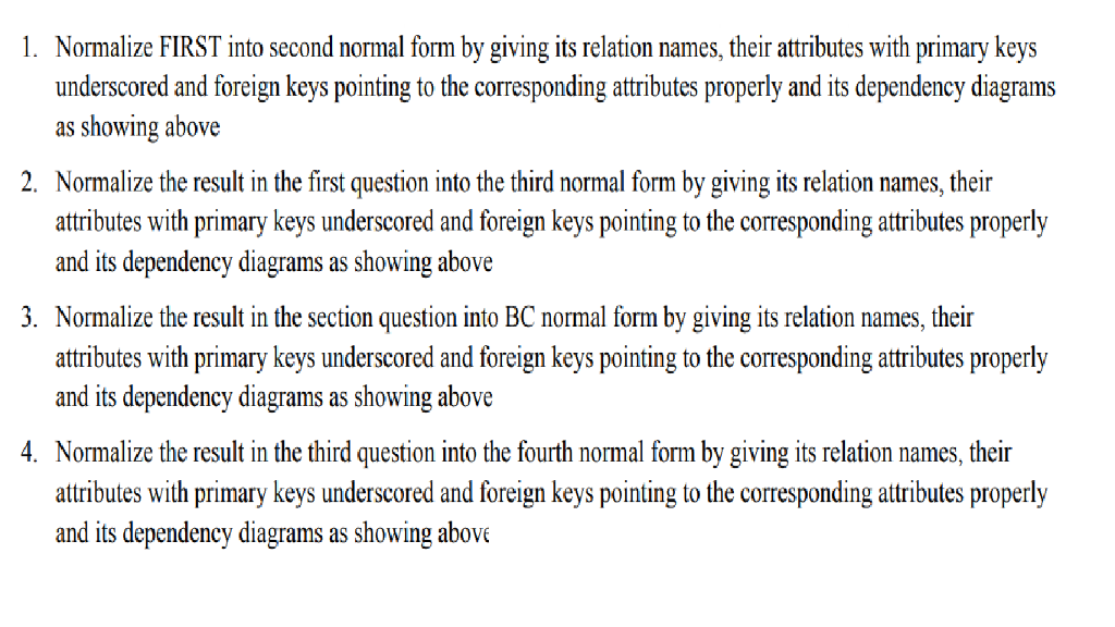 FIRST with attributes A, B, C, D, E, F, G, and functional