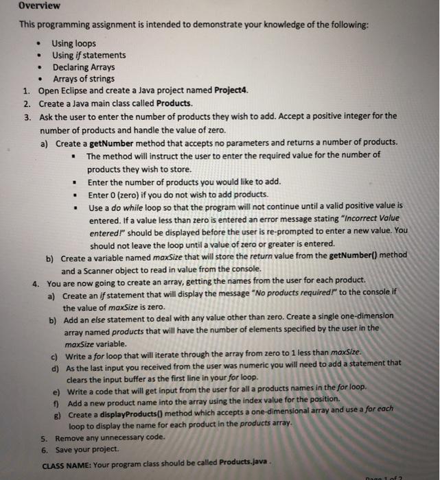  java please . . . Overview This programming assignment is intended