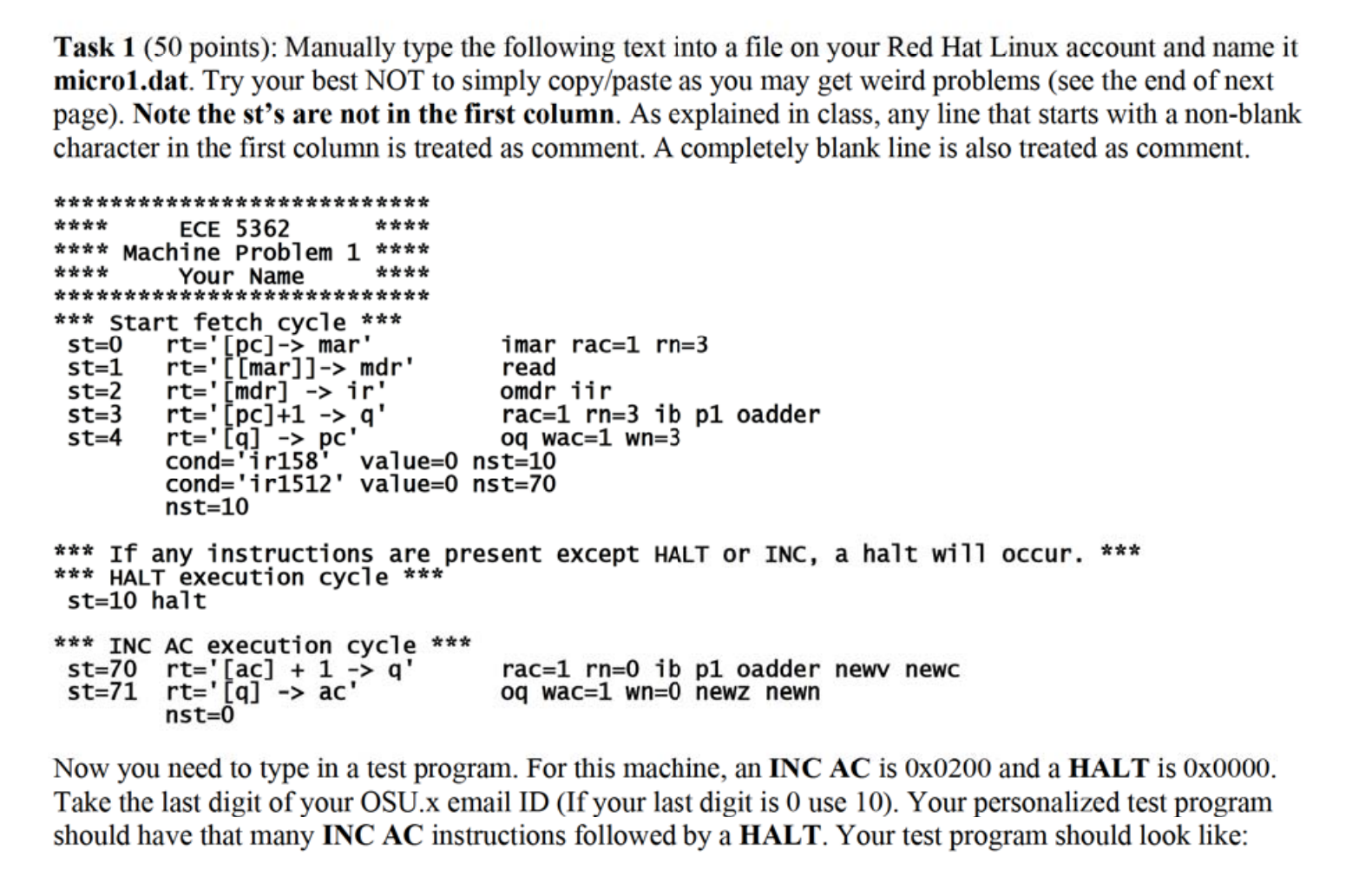 Task 1 (50 points): Manually type the following text into a