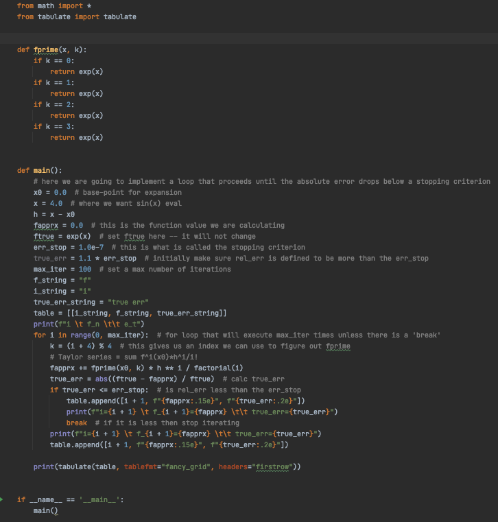 Write a python program that will calculate the function e^x . Make