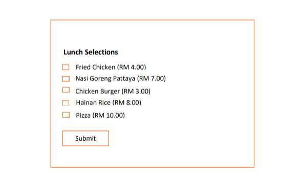 Create a simple webpage as follows. Users can tick which items they