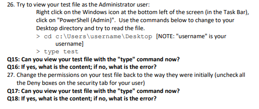  Can you view your test file with the "type" command now?