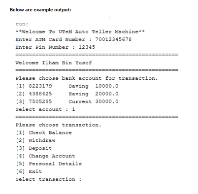 must contain more than one class. Each AccountHolder have particular details such