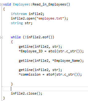 Need Help reading in a file using getline and pointers. This is