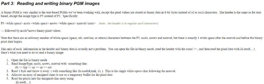 C++ program running visual studio. Part 3: Reading and writing binary PGM