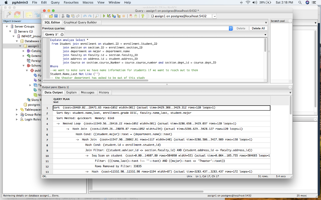 The explain command ---------------------------- Select * From Student join enrollment on student.ID