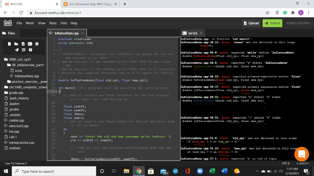 #include using namespace std; /* * InflationRate - calculates the inflation rate