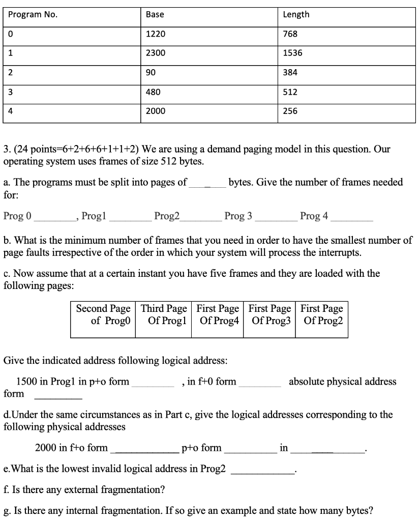  Can you help me this questions. Program No. Base Length 0