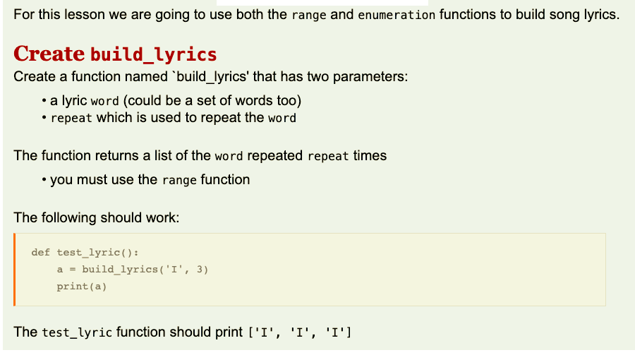 Please write code in python For this lesson we are going to