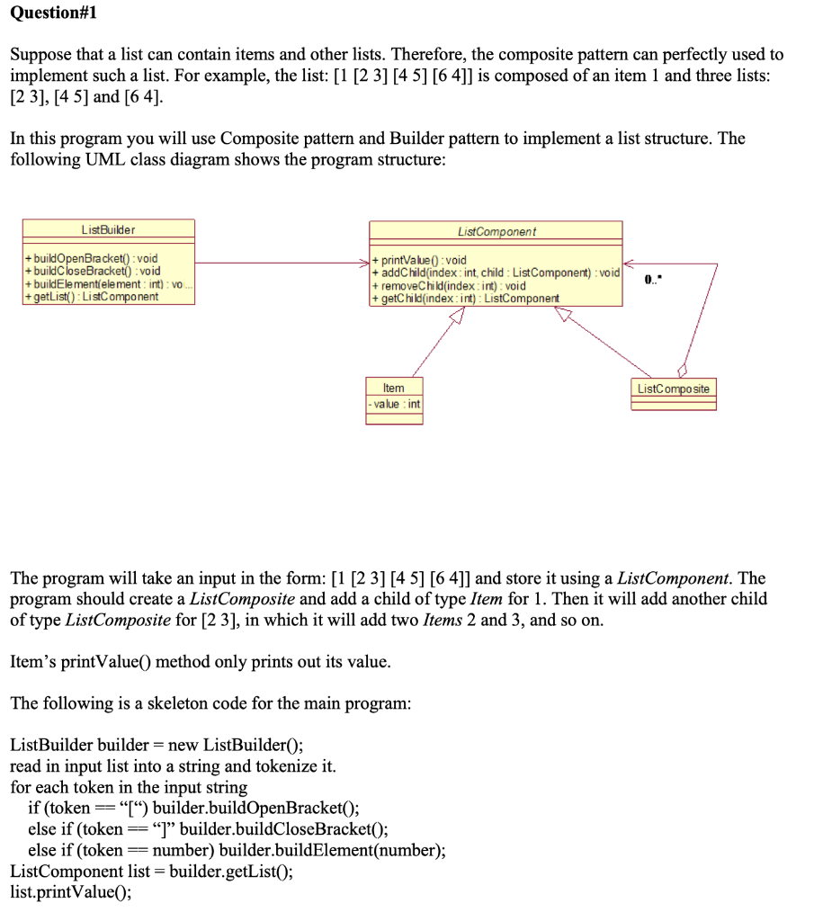 java Question#1 Suppose that a list can contain items and other lists.