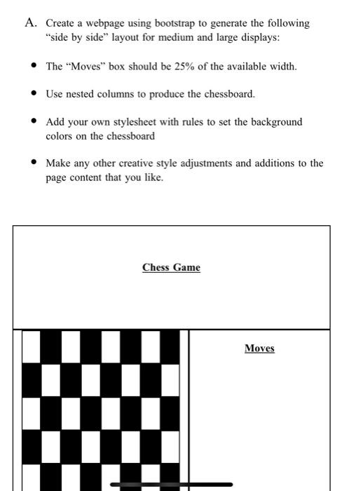  A. Create a webpage using bootstrap to generate the following "side