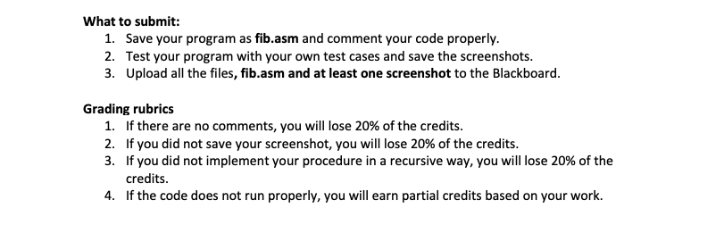 needed instead of Screenshot of the asm file let me know) fact4b.asm