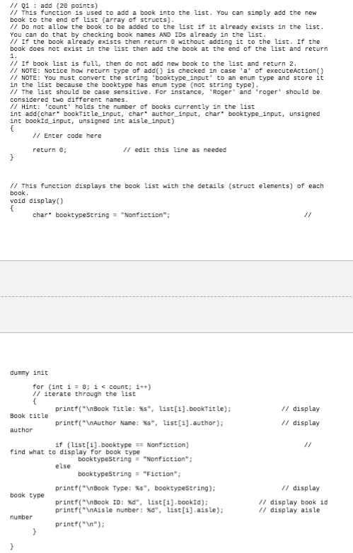  // Q1 : add (20 points) // This function is used