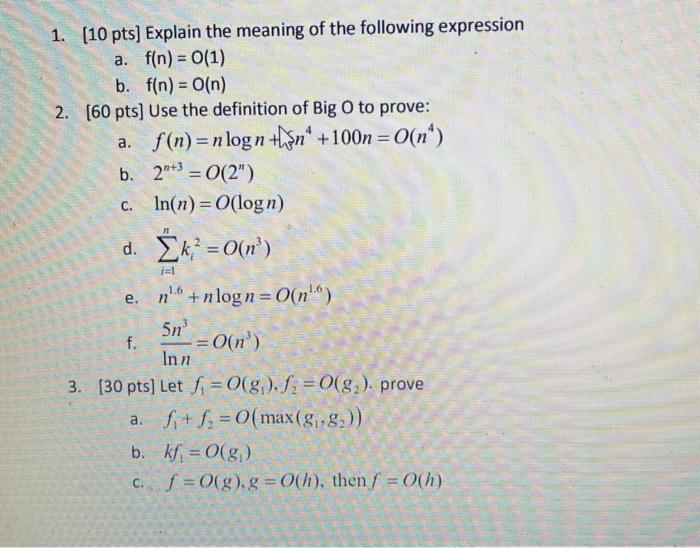  Solve & Explain all problems please 1. [10 pts) Explain the