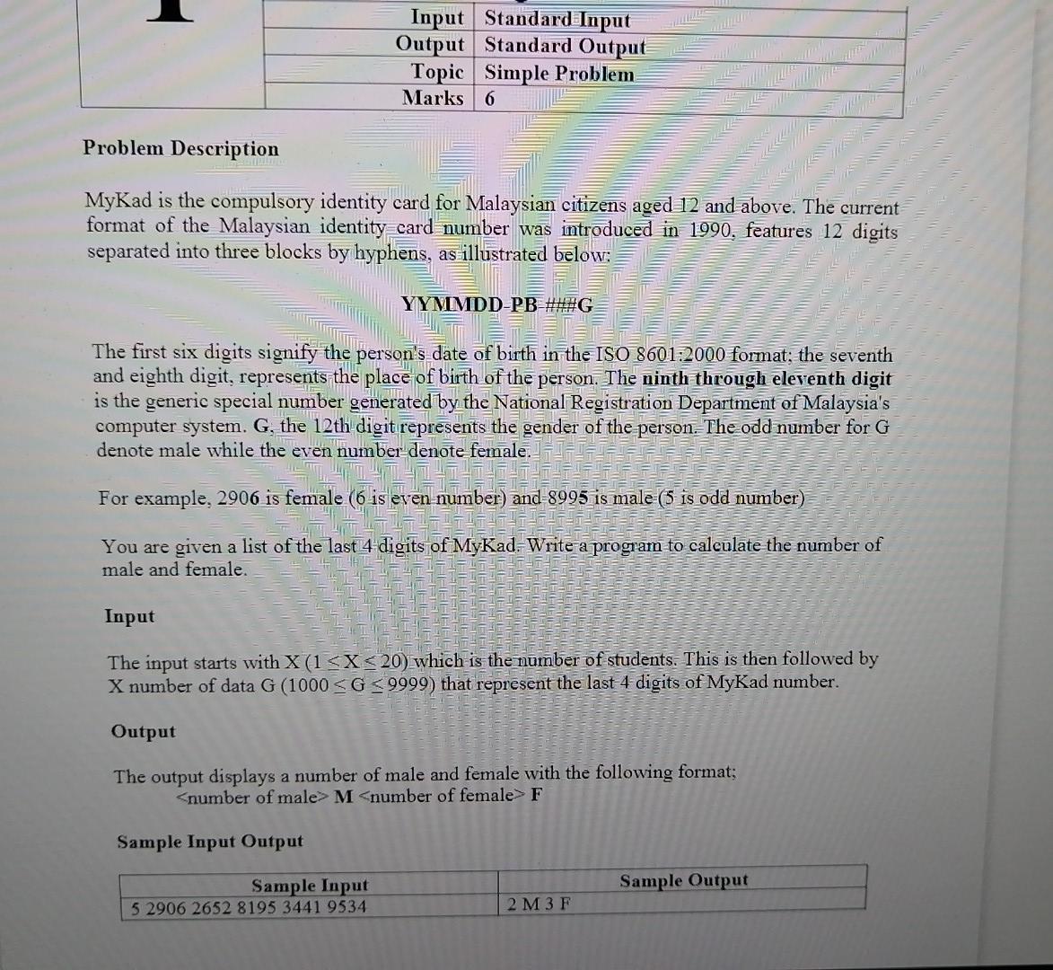  Java coding Input Standard Input Output Standard Output Topic Simple Problem