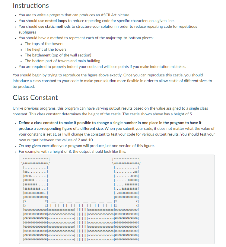 Instructions You are to write a program that can produces an