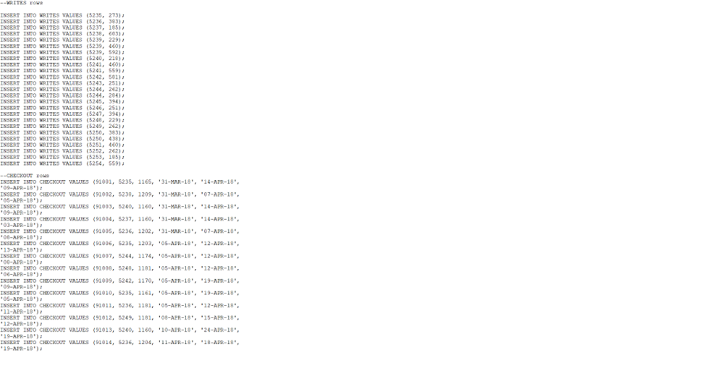 user and load the database script facts.sql (provided in this week's assignment