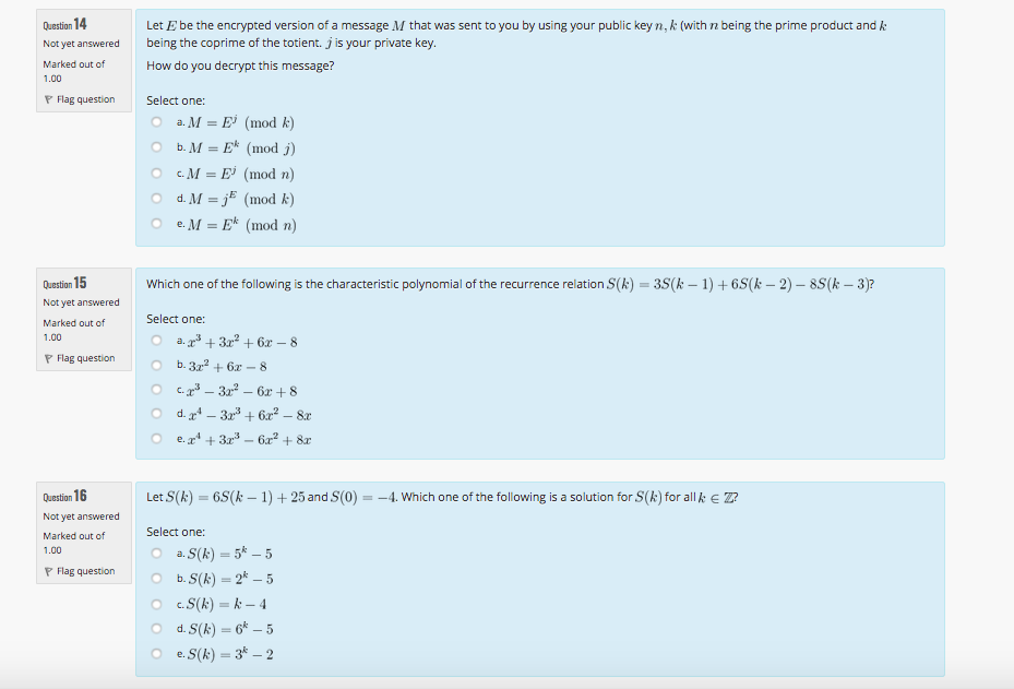  Please answer question 14,15 and 16 Question 14 Not yet answered