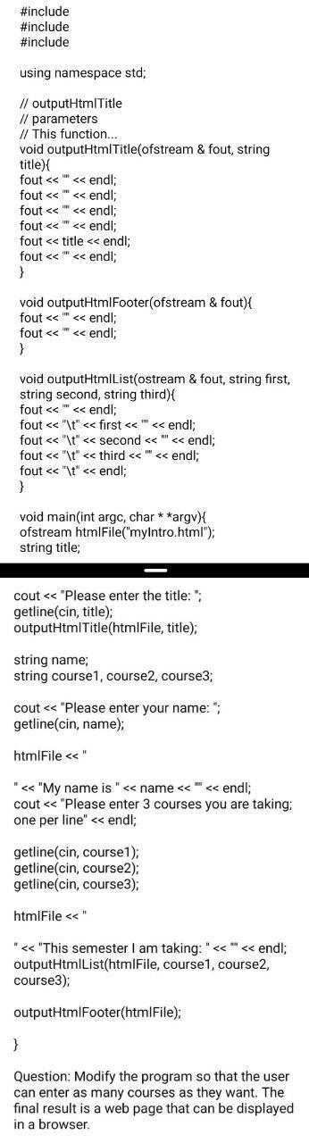  #include #include #include using namespace std; // outputHtmlTitle // parameters //