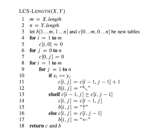 skeleton code with the pseudocode //package dp; public class LCS { public