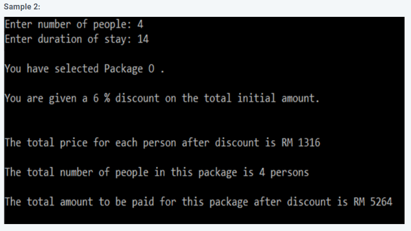 to clients based on the number of people in each package and