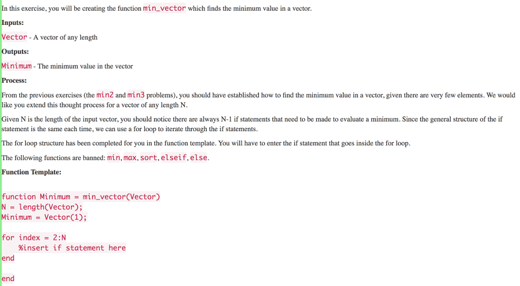  Complete the fiunction using matlab In this exercise, you will be