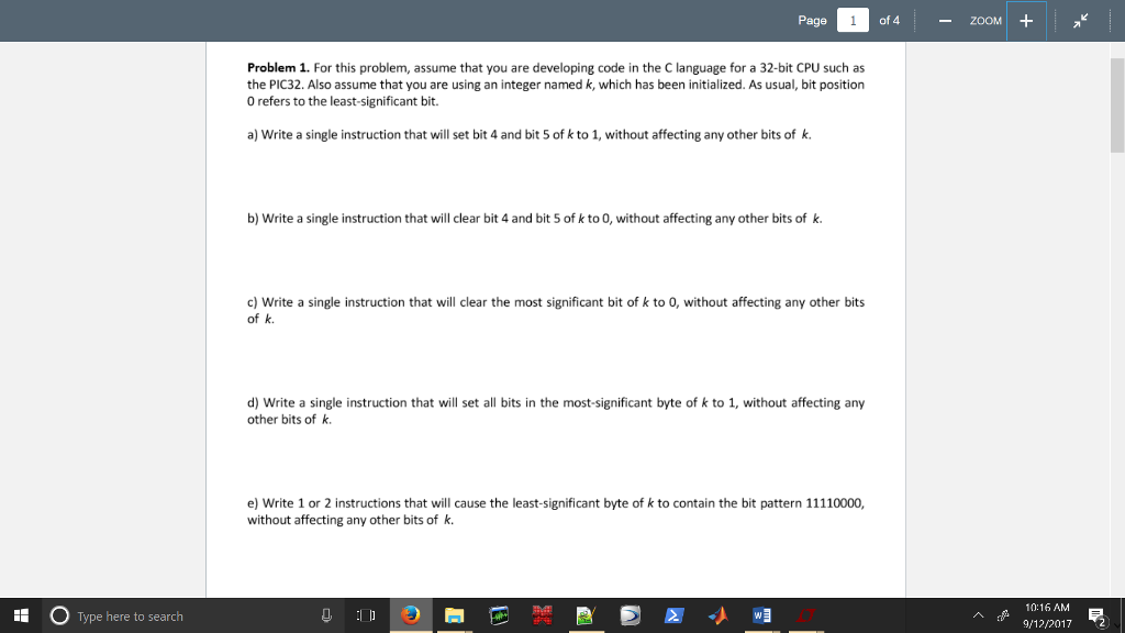  For this problem, assume that you are developing code in the