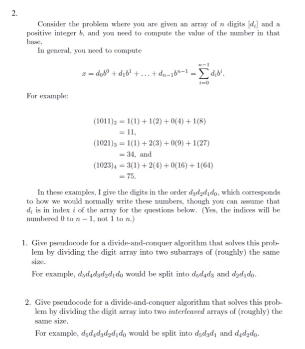  Consider the problem where you are given an array of n
