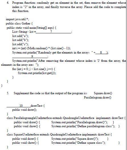 Program Reading & fill in the blanks Java hw if you can