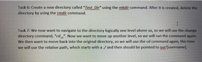  Task 6: Create a new directory called "Test.Dir" using the mkdir