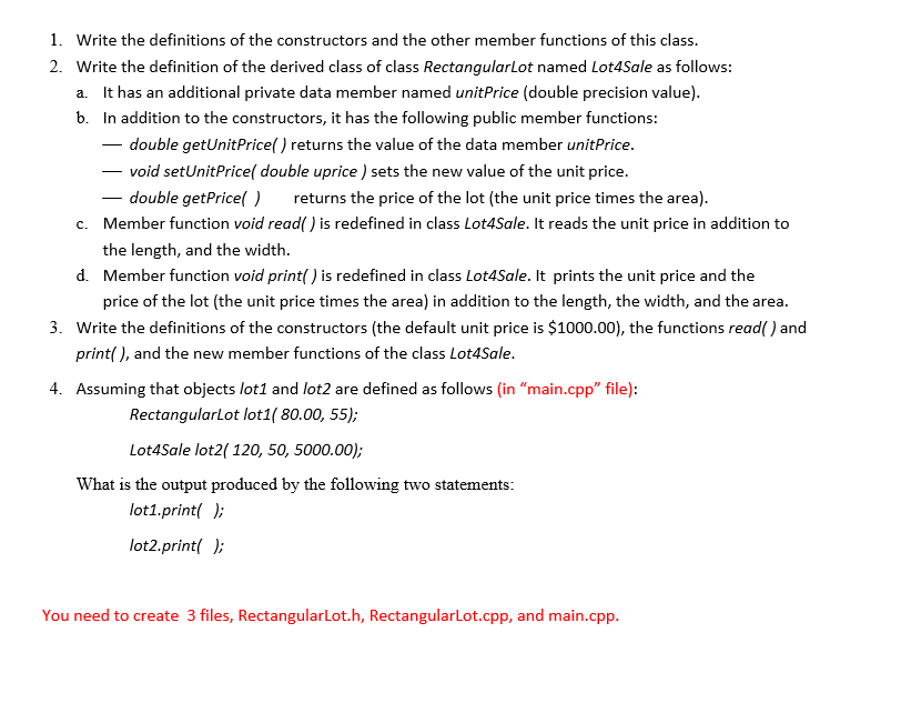 files after solving the questions. 2. Assume given the following class definition: