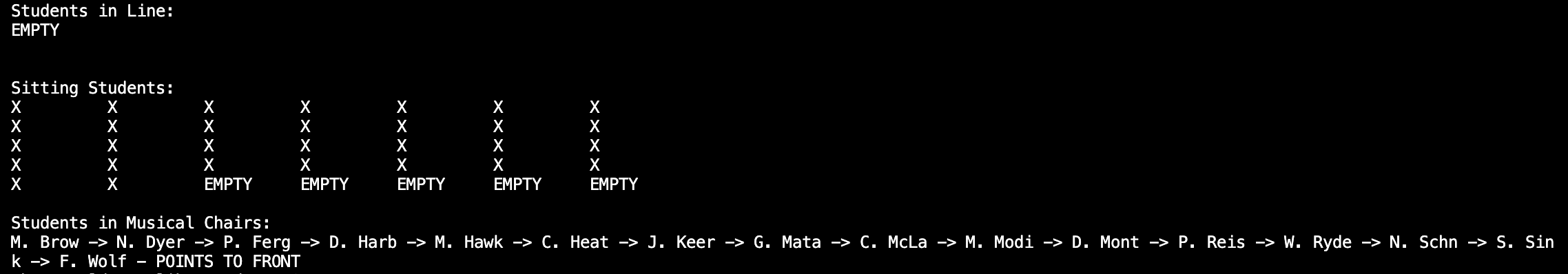 for insertMusicalChairs (the correct output is on the instructions). Can you please