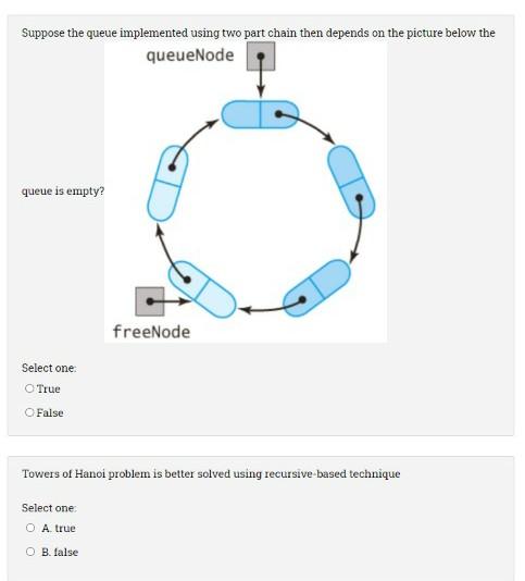  Suppose the queue implemented using two part chain then depends on