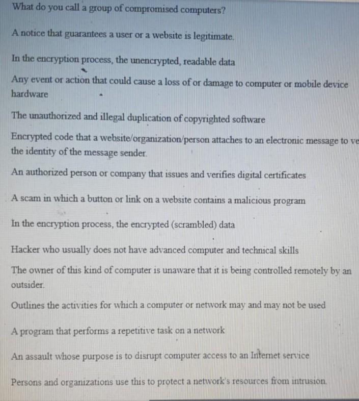 which options best fits the statement ? What do you call