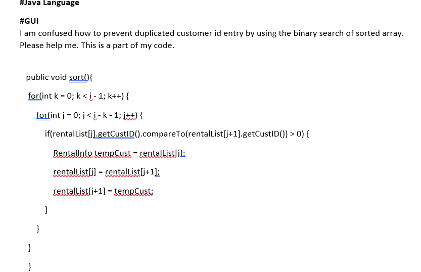 #Java Language #GUI I am confused how to prevent duplicated customer