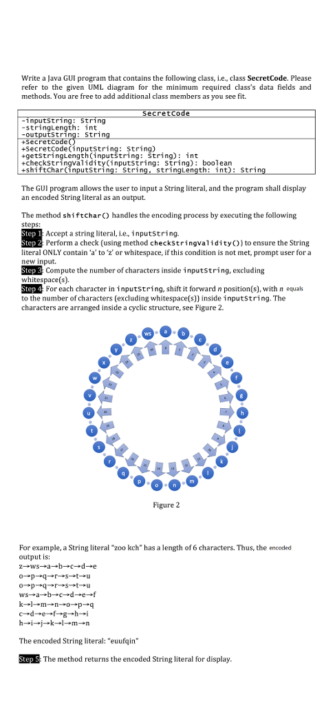  Write a Java GUI program that contains the following class, i.e,