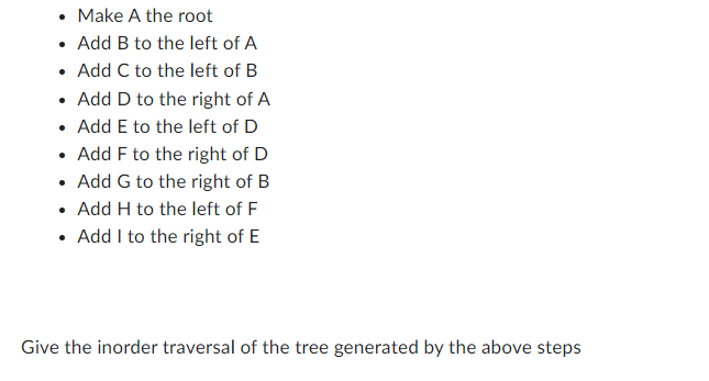  - Make A the root - Add B to the left