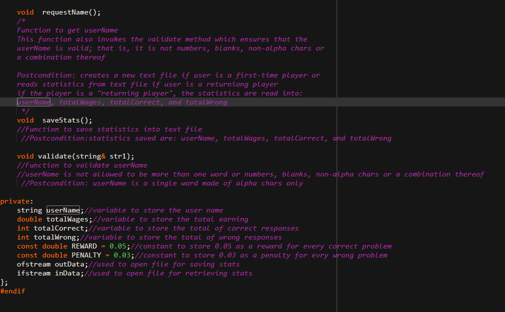 given .h files. The main function has yet to be built but