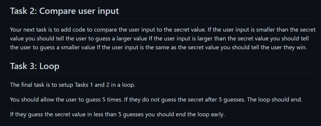 User Your first task is to print a message that asks the