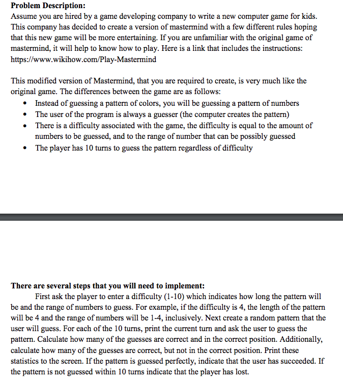 return 0; } ///Implement this function void playGame() { ///Implement this function