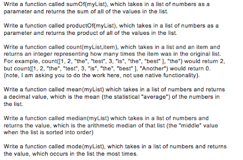 In Python, please (List sample functions of the following:) Write a function