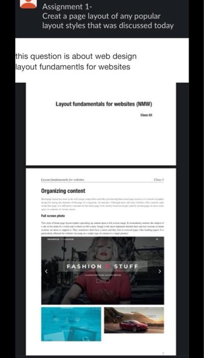 this question is about web design Assignment 1- Creat a page layout