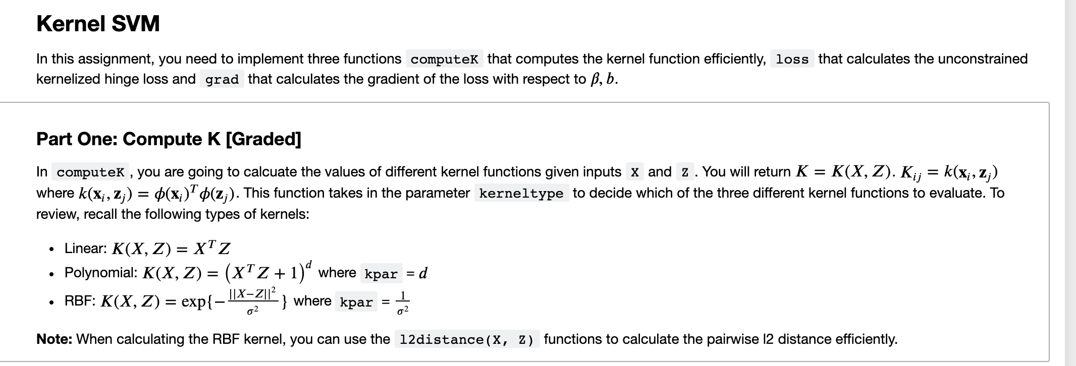 I need help coding this kernel SVM in python for ML. Chegg