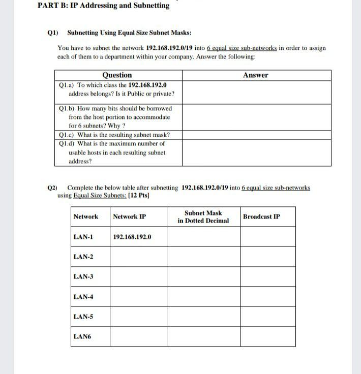 please help me with the question quickly networking waiting.. PART B: