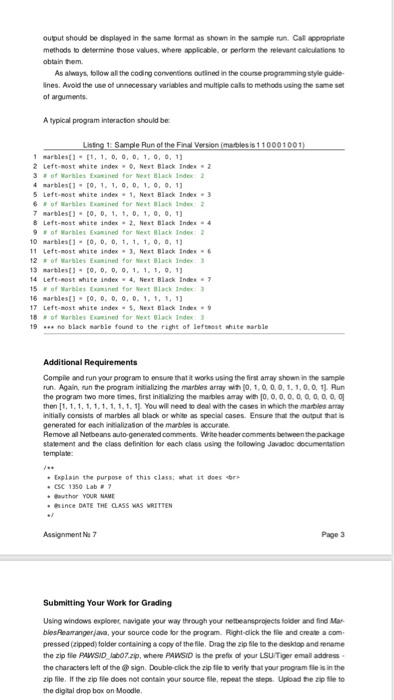 Parameters to Methods The MarblesRearranger In this laboratory exercise, you wil wrhe