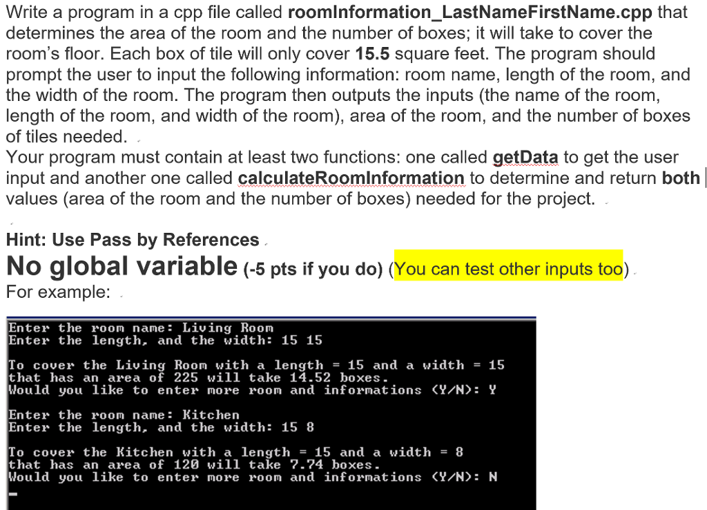 Use C++ and Visual Studio Write a program in a cpp file
