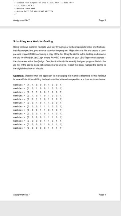a program hat simulates the rearrangemert of a col ection of marbles
