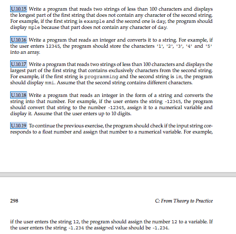  WRITE IN C L10.15 write a program that reads two strings