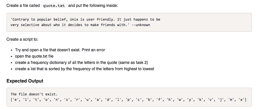 Using python Create a file called quote.txt and put the following inside: